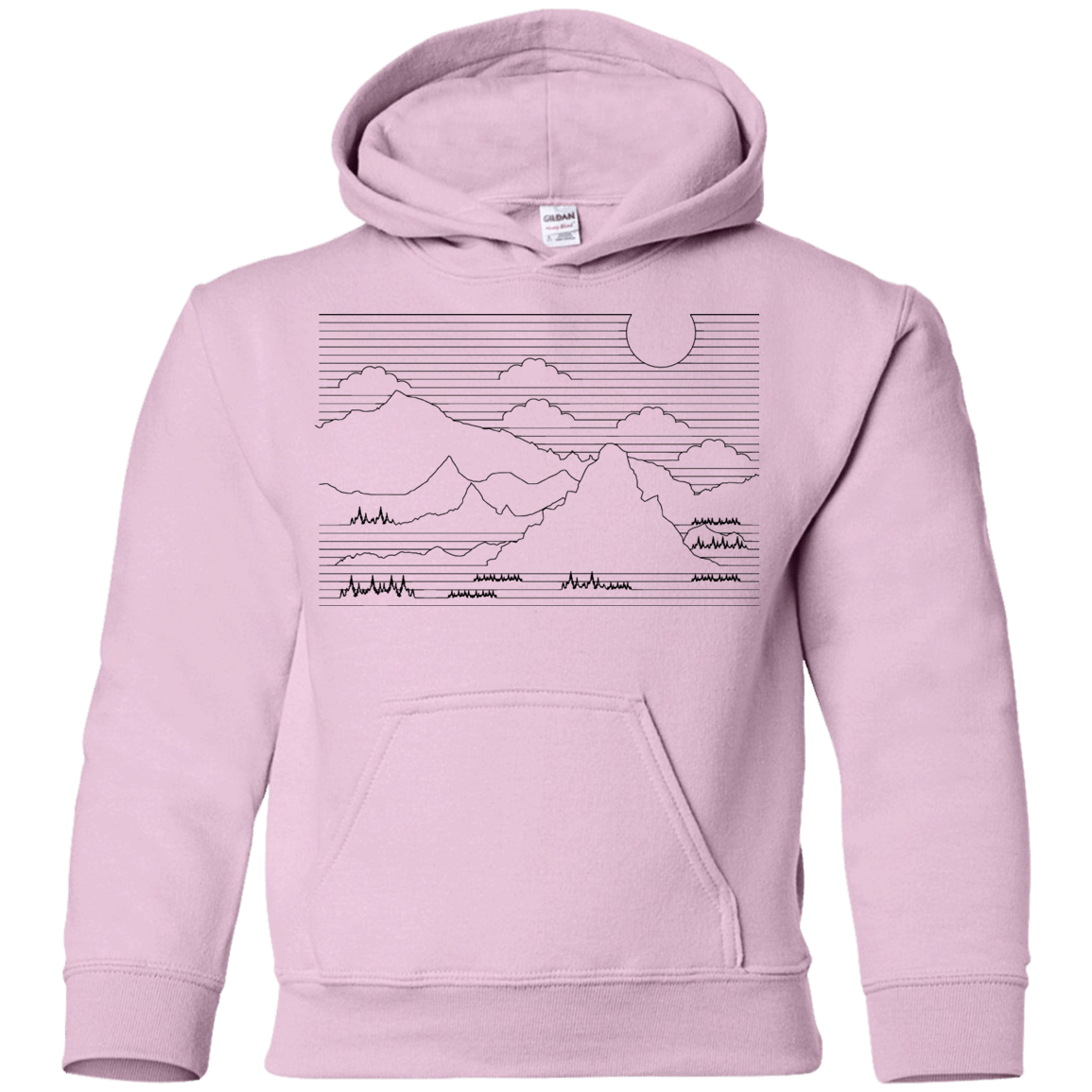 Sweatshirts Light Pink / YS Mountain Line Art Youth Hoodie