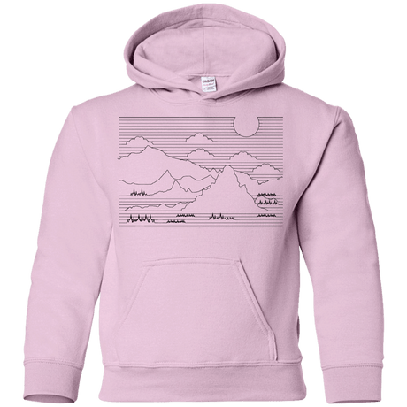 Sweatshirts Light Pink / YS Mountain Line Art Youth Hoodie