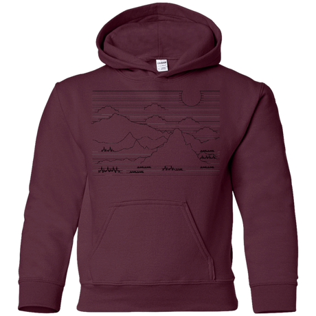 Sweatshirts Maroon / YS Mountain Line Art Youth Hoodie