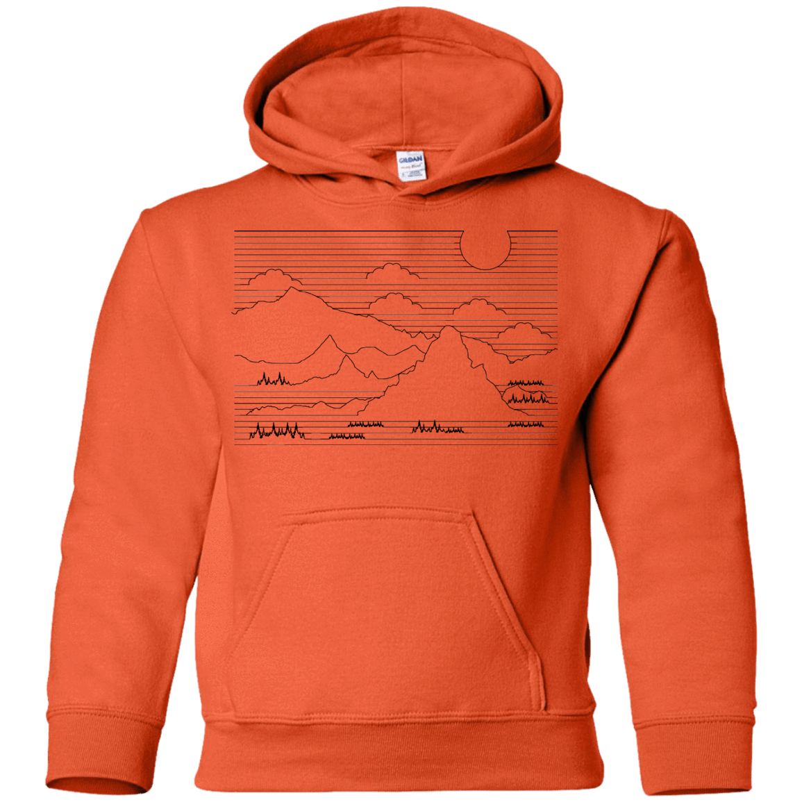 Sweatshirts Orange / YS Mountain Line Art Youth Hoodie