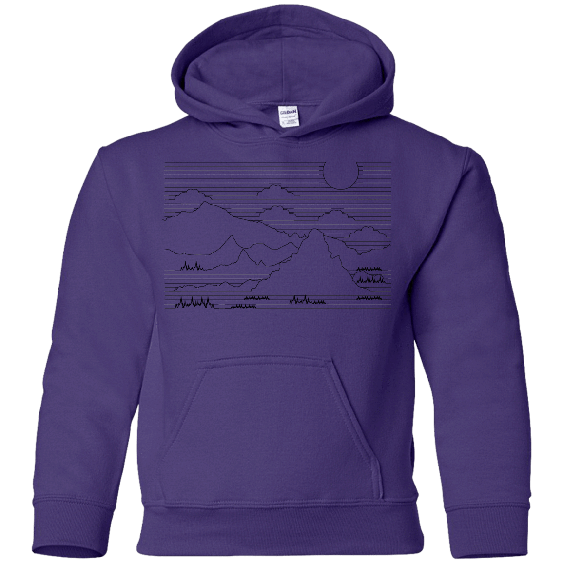 Sweatshirts Purple / YS Mountain Line Art Youth Hoodie