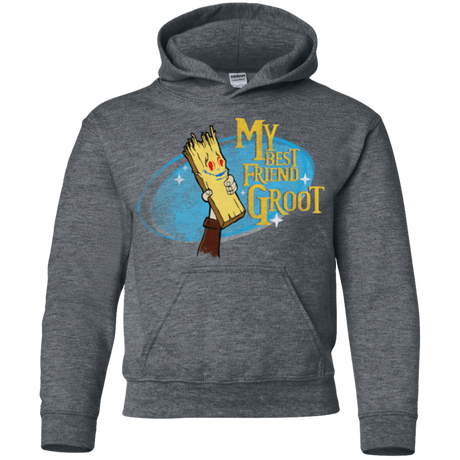 Sweatshirts Dark Heather / YS My Best Friend Groot Youth Hoodie
