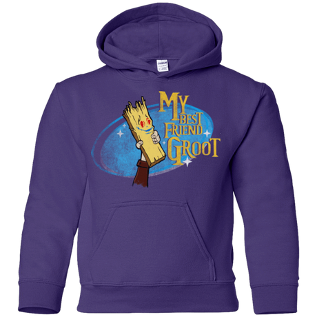 Sweatshirts Purple / YS My Best Friend Groot Youth Hoodie