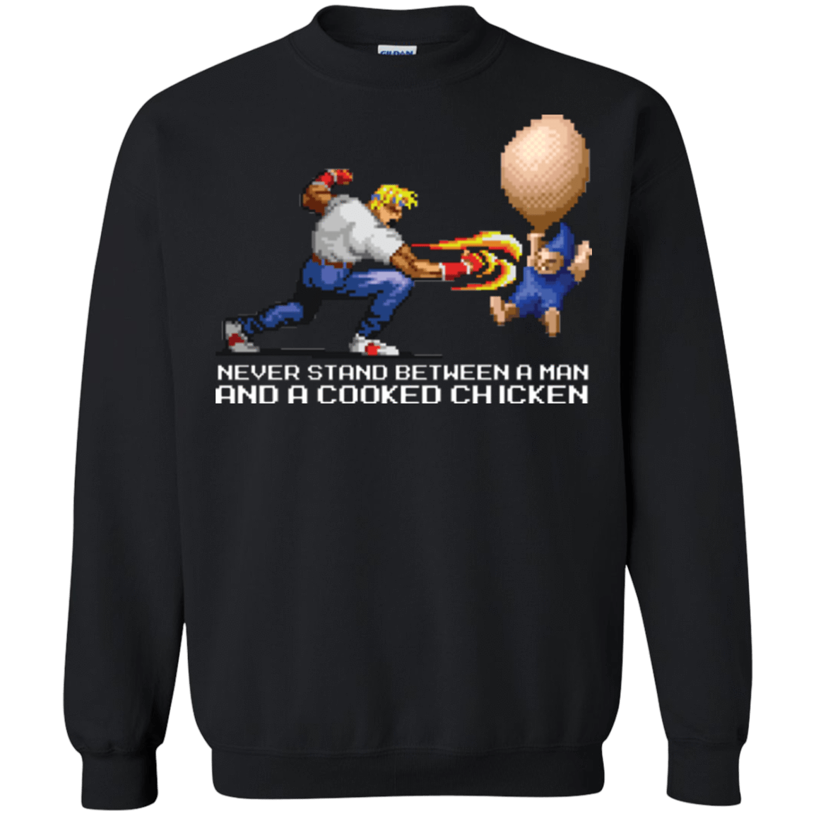 Sweatshirts Black / Small Never Stand Between A Man And A Cooked Chicken Crewneck Sweatshirt
