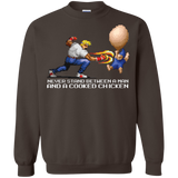 Sweatshirts Dark Chocolate / Small Never Stand Between A Man And A Cooked Chicken Crewneck Sweatshirt