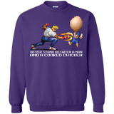 Sweatshirts Purple / Small Never Stand Between A Man And A Cooked Chicken Crewneck Sweatshirt
