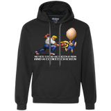 Sweatshirts Black / Small Never Stand Between A Man And A Cooked Chicken Premium Fleece Hoodie