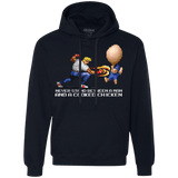 Sweatshirts Navy / Small Never Stand Between A Man And A Cooked Chicken Premium Fleece Hoodie