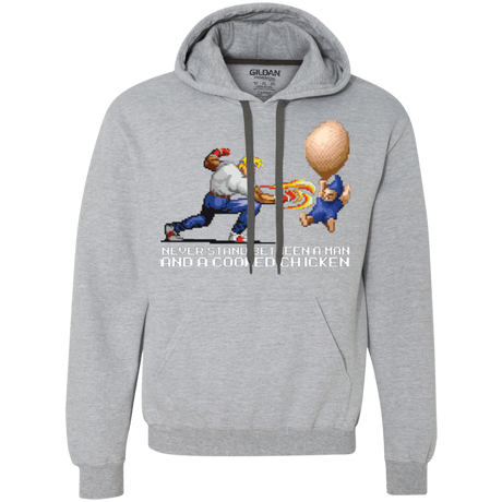 Sweatshirts Sport Grey / Small Never Stand Between A Man And A Cooked Chicken Premium Fleece Hoodie
