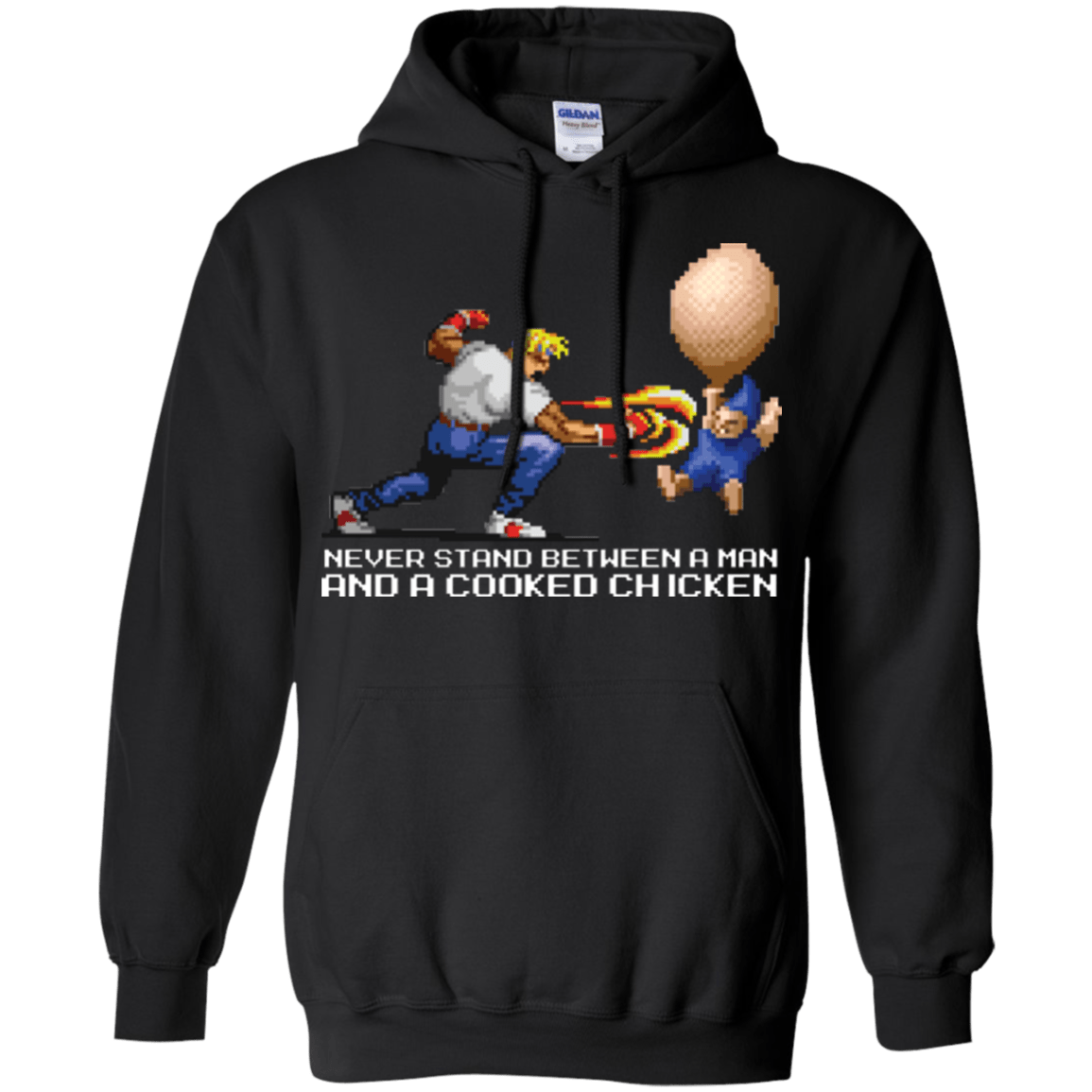 Sweatshirts Black / Small Never Stand Between A Man And A Cooked Chicken Pullover Hoodie