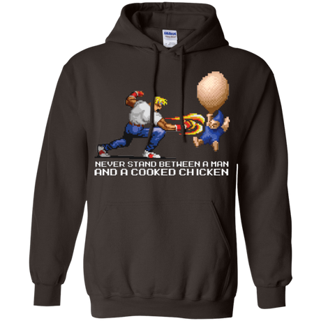 Sweatshirts Dark Chocolate / Small Never Stand Between A Man And A Cooked Chicken Pullover Hoodie