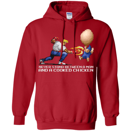 Sweatshirts Red / Small Never Stand Between A Man And A Cooked Chicken Pullover Hoodie