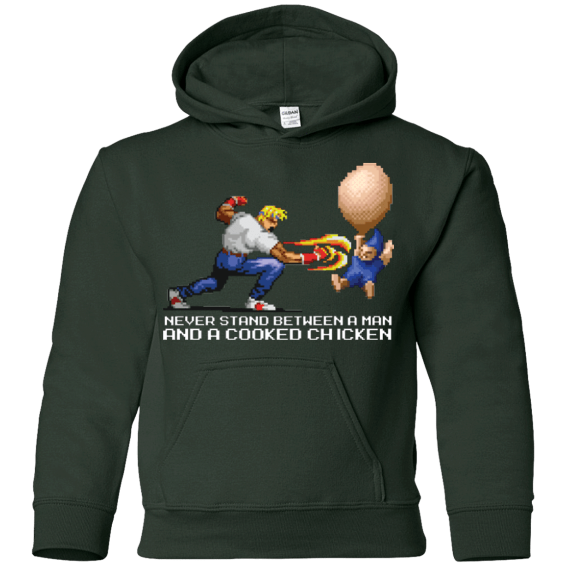 Sweatshirts Forest Green / YS Never Stand Between A Man And A Cooked Chicken Youth Hoodie