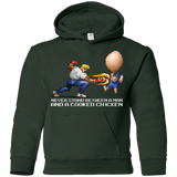 Sweatshirts Forest Green / YS Never Stand Between A Man And A Cooked Chicken Youth Hoodie