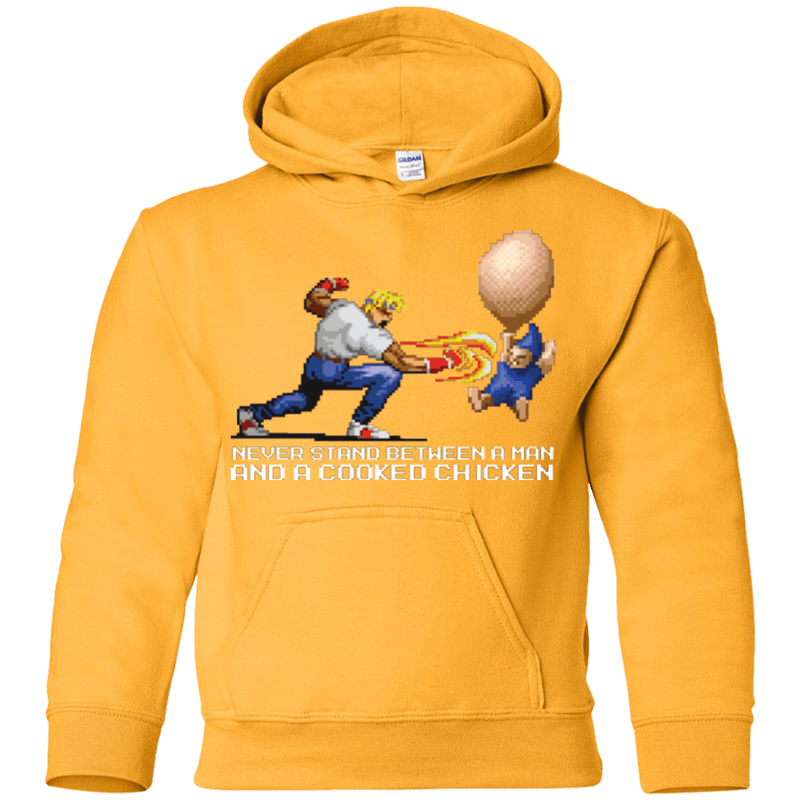 Sweatshirts Gold / YS Never Stand Between A Man And A Cooked Chicken Youth Hoodie