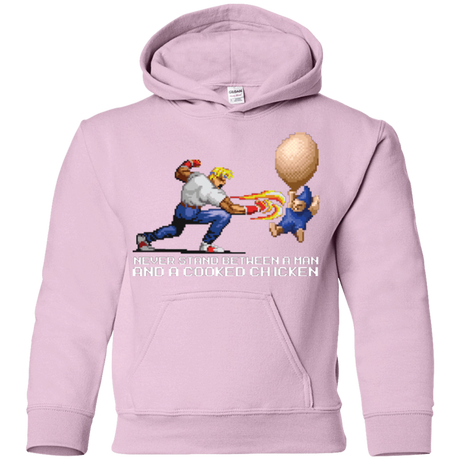 Sweatshirts Light Pink / YS Never Stand Between A Man And A Cooked Chicken Youth Hoodie