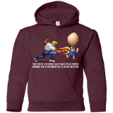 Sweatshirts Maroon / YS Never Stand Between A Man And A Cooked Chicken Youth Hoodie
