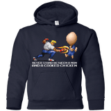 Sweatshirts Navy / YS Never Stand Between A Man And A Cooked Chicken Youth Hoodie