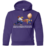 Sweatshirts Purple / YS Never Stand Between A Man And A Cooked Chicken Youth Hoodie