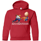 Sweatshirts Red / YS Never Stand Between A Man And A Cooked Chicken Youth Hoodie