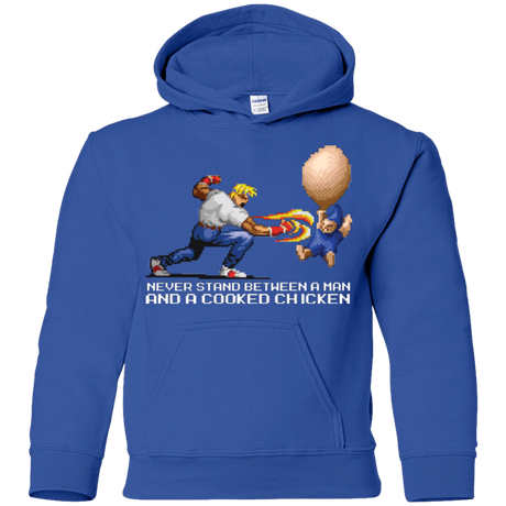 Sweatshirts Royal / YS Never Stand Between A Man And A Cooked Chicken Youth Hoodie