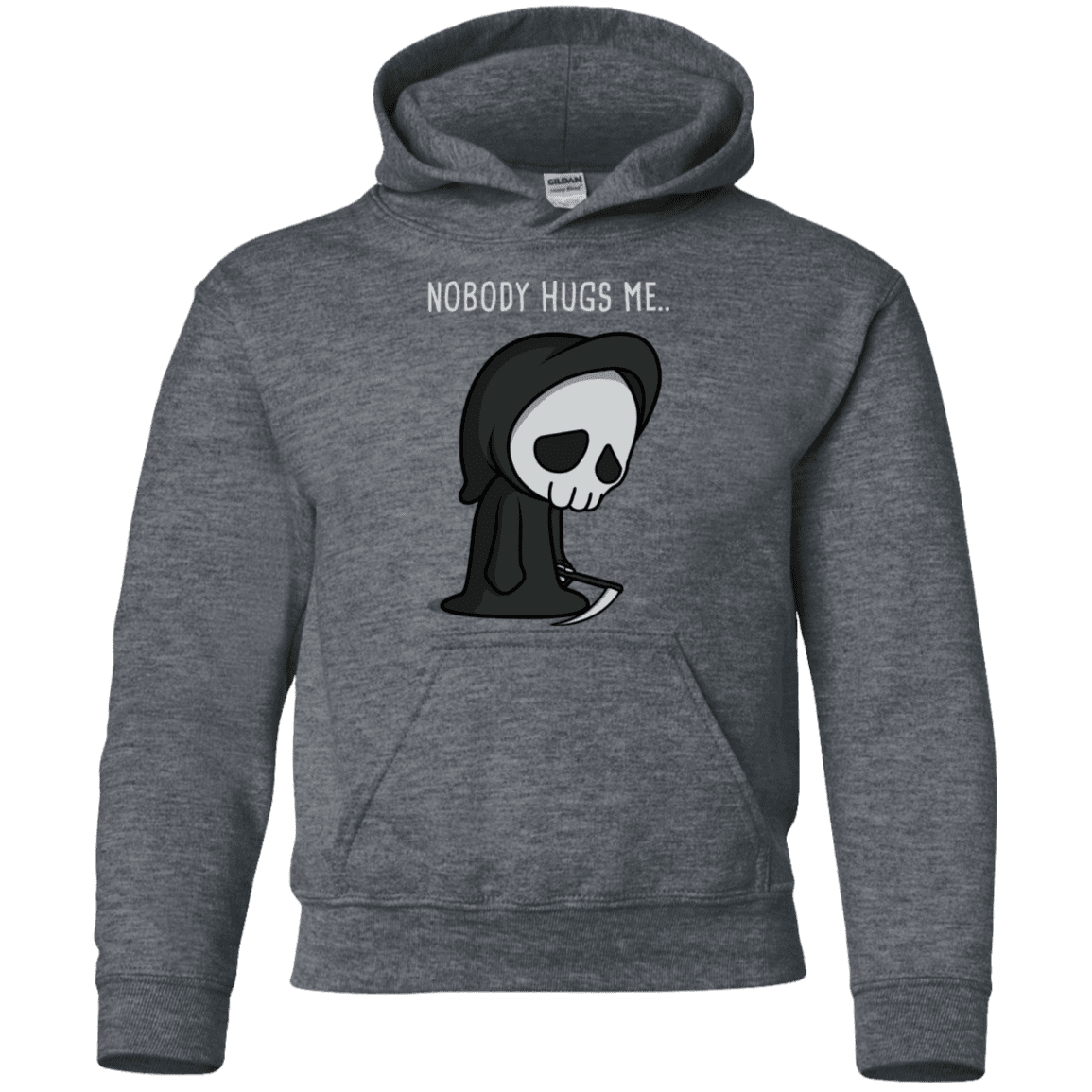 Sweatshirts Dark Heather / YS Nobody Hugs Me Youth Hoodie