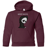 Sweatshirts Maroon / YS Nobody Hugs Me Youth Hoodie