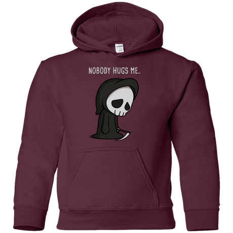 Sweatshirts Maroon / YS Nobody Hugs Me Youth Hoodie