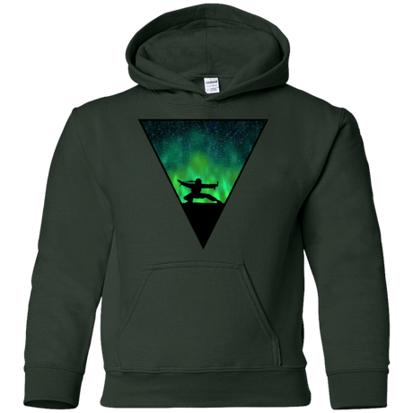 Sweatshirts Forest Green / YS Northern Lights Pose Youth Hoodie