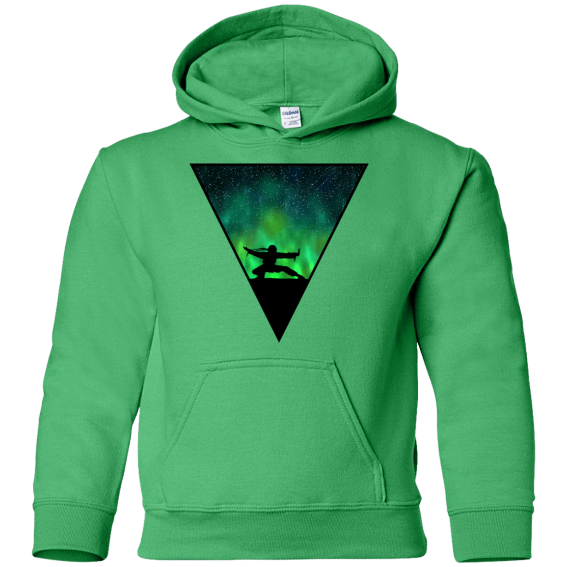 Sweatshirts Irish Green / YS Northern Lights Pose Youth Hoodie