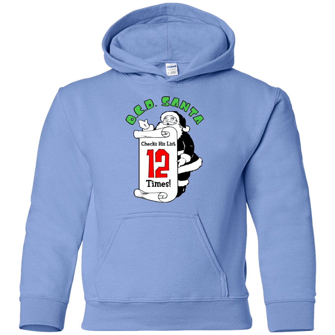 Sweatshirts Carolina Blue / YS OCD Santa Youth Hoodie