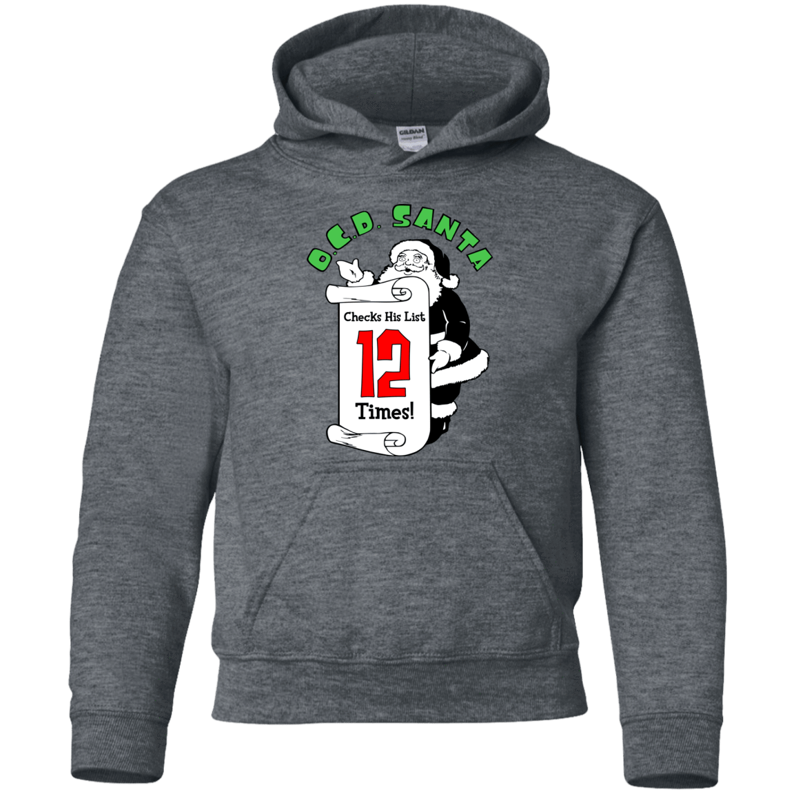 Sweatshirts Dark Heather / YS OCD Santa Youth Hoodie