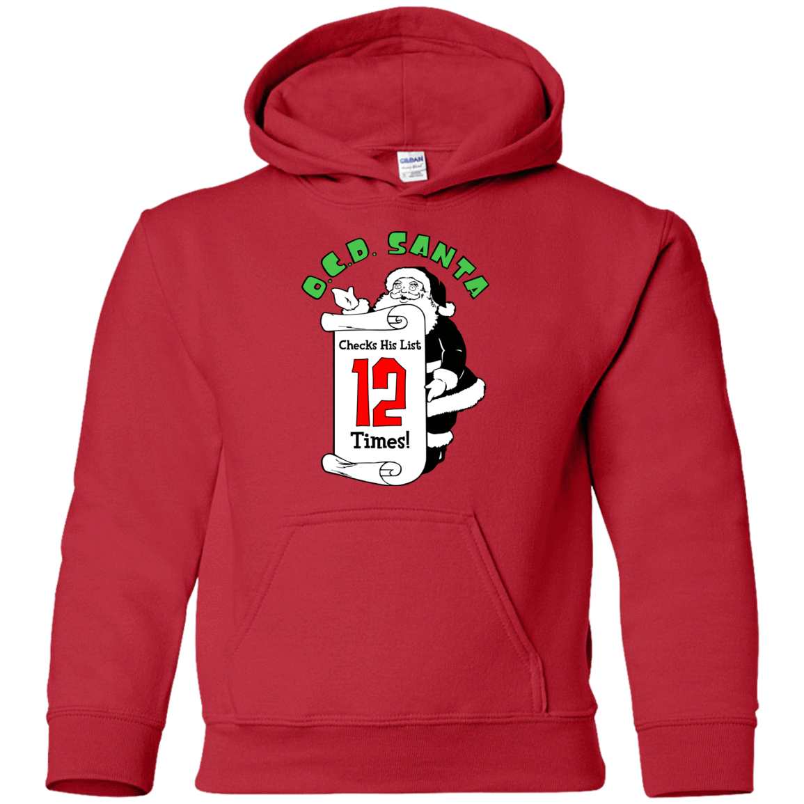 Sweatshirts Red / YS OCD Santa Youth Hoodie