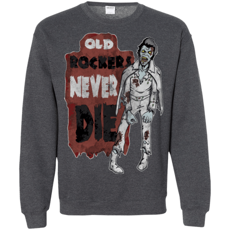 Sweatshirts Dark Heather / Small Old Rockers Never Die Crewneck Sweatshirt