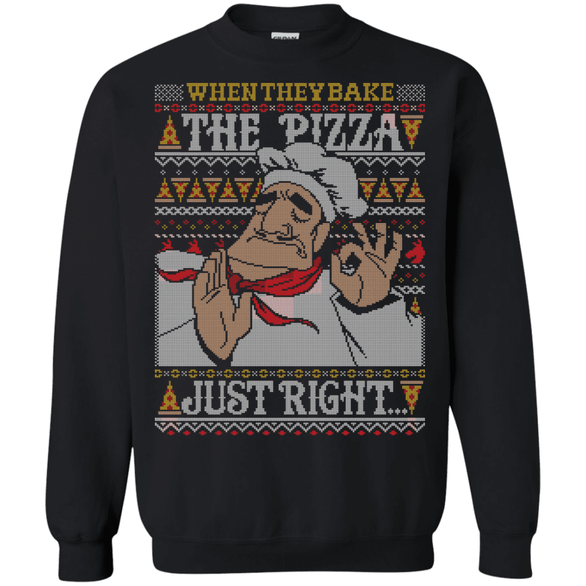 Sweatshirts Black / S Pacha Pizza Ugly Sweater Crewneck Sweatshirt