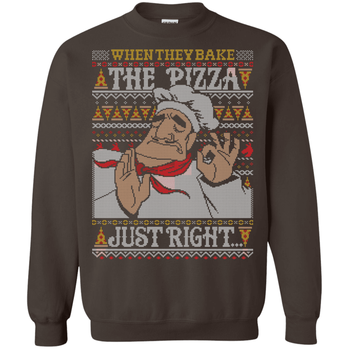 Sweatshirts Dark Chocolate / S Pacha Pizza Ugly Sweater Crewneck Sweatshirt