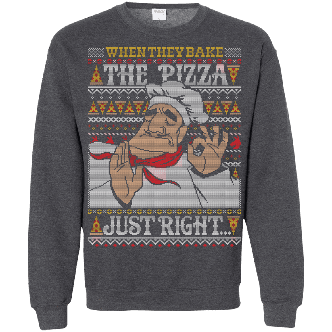 Sweatshirts Dark Heather / S Pacha Pizza Ugly Sweater Crewneck Sweatshirt