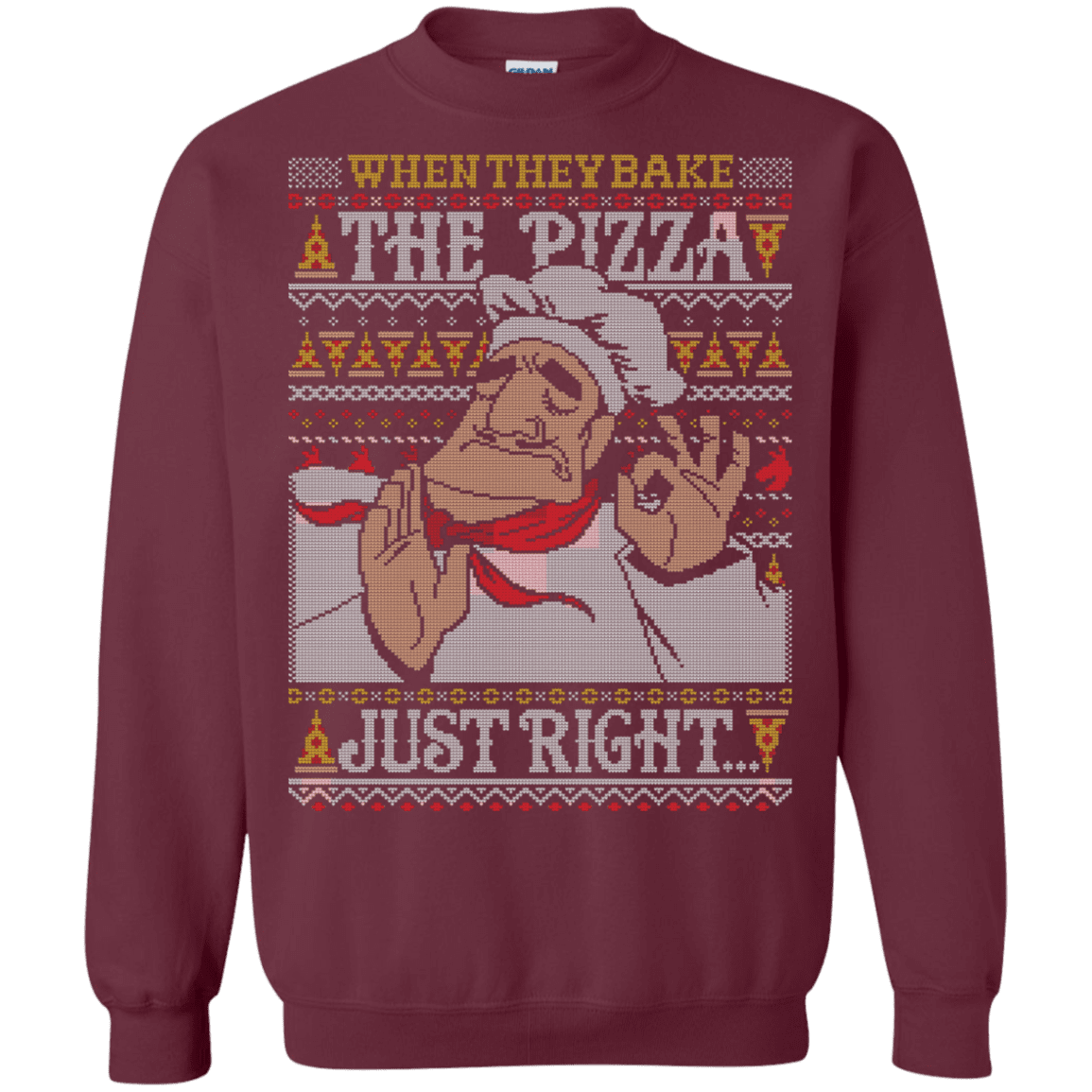 Sweatshirts Maroon / S Pacha Pizza Ugly Sweater Crewneck Sweatshirt