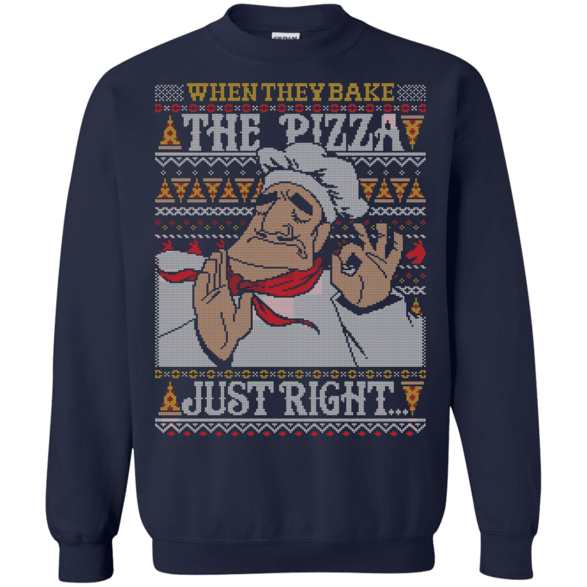 Sweatshirts Navy / S Pacha Pizza Ugly Sweater Crewneck Sweatshirt