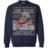 Sweatshirts Navy / S Pacha Pizza Ugly Sweater Crewneck Sweatshirt