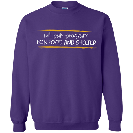 Sweatshirts Purple / Small Pair Programming For Food And Shelter Crewneck Sweatshirt