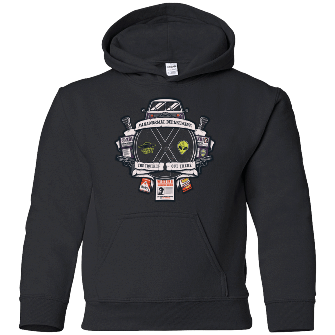 Sweatshirts Black / YS Paranormal files Crest Youth Hoodie