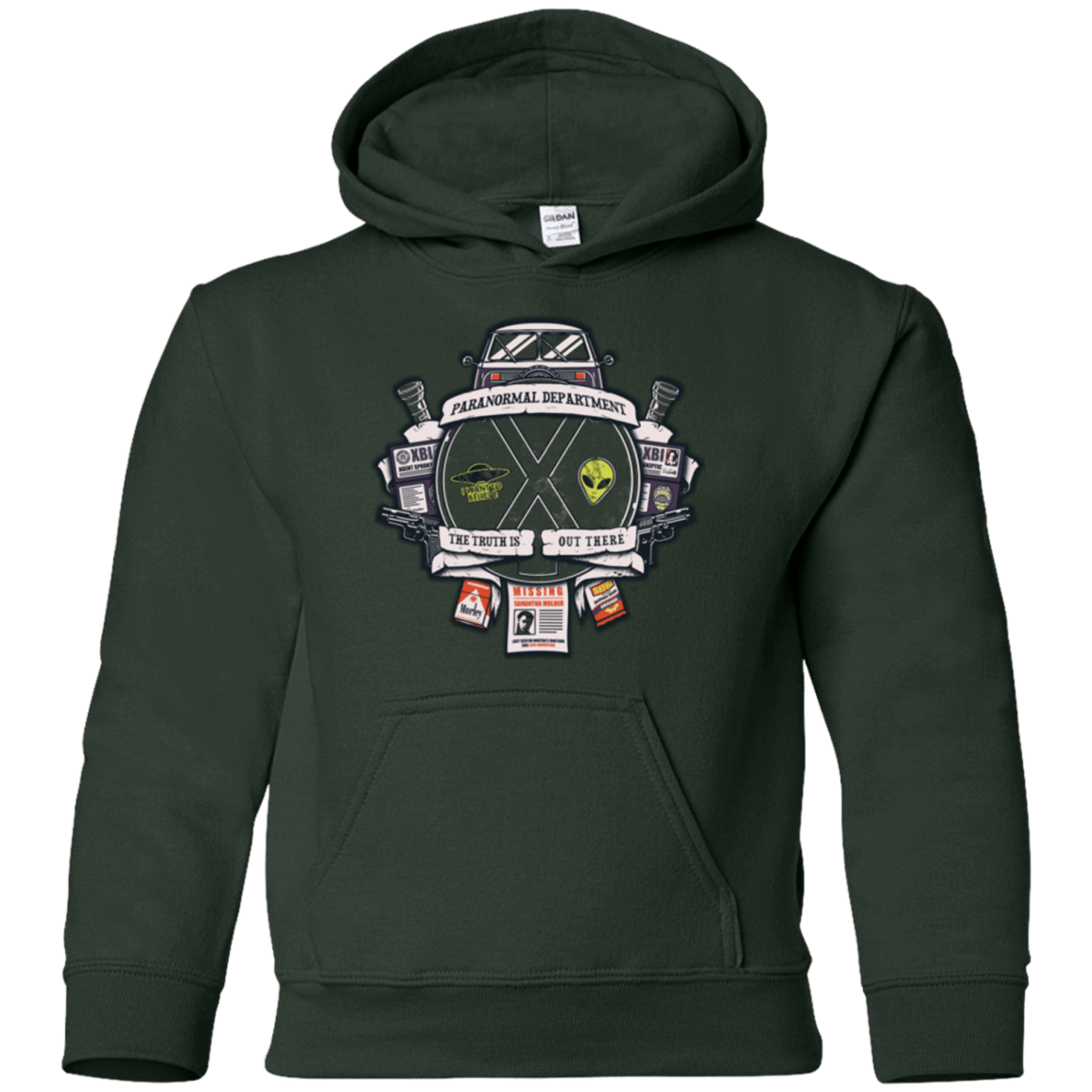 Sweatshirts Forest Green / YS Paranormal files Crest Youth Hoodie
