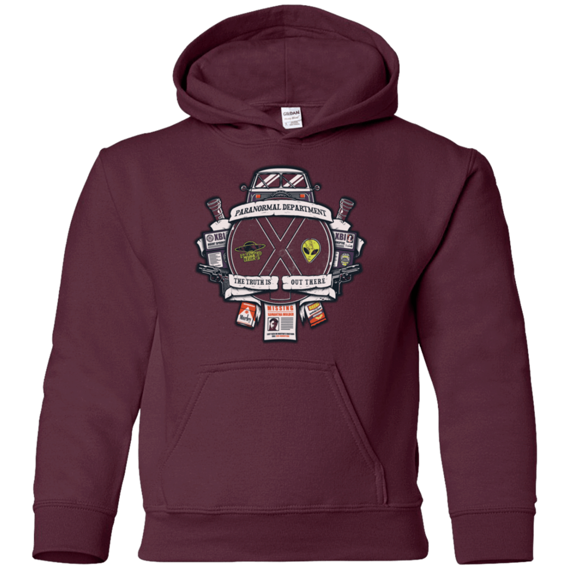 Sweatshirts Maroon / YS Paranormal files Crest Youth Hoodie