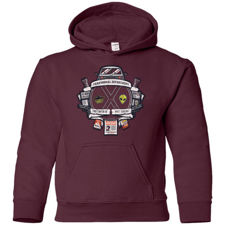 Sweatshirts Maroon / YS Paranormal files Crest Youth Hoodie