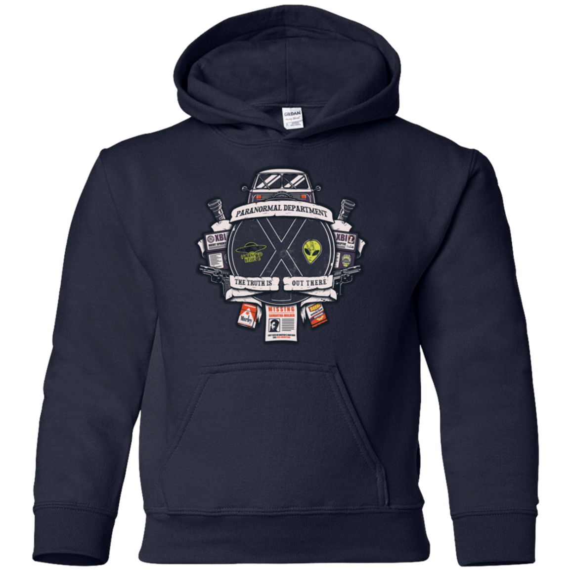Sweatshirts Navy / YS Paranormal files Crest Youth Hoodie