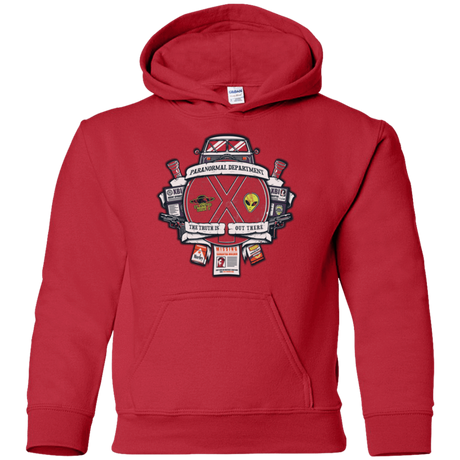 Sweatshirts Red / YS Paranormal files Crest Youth Hoodie