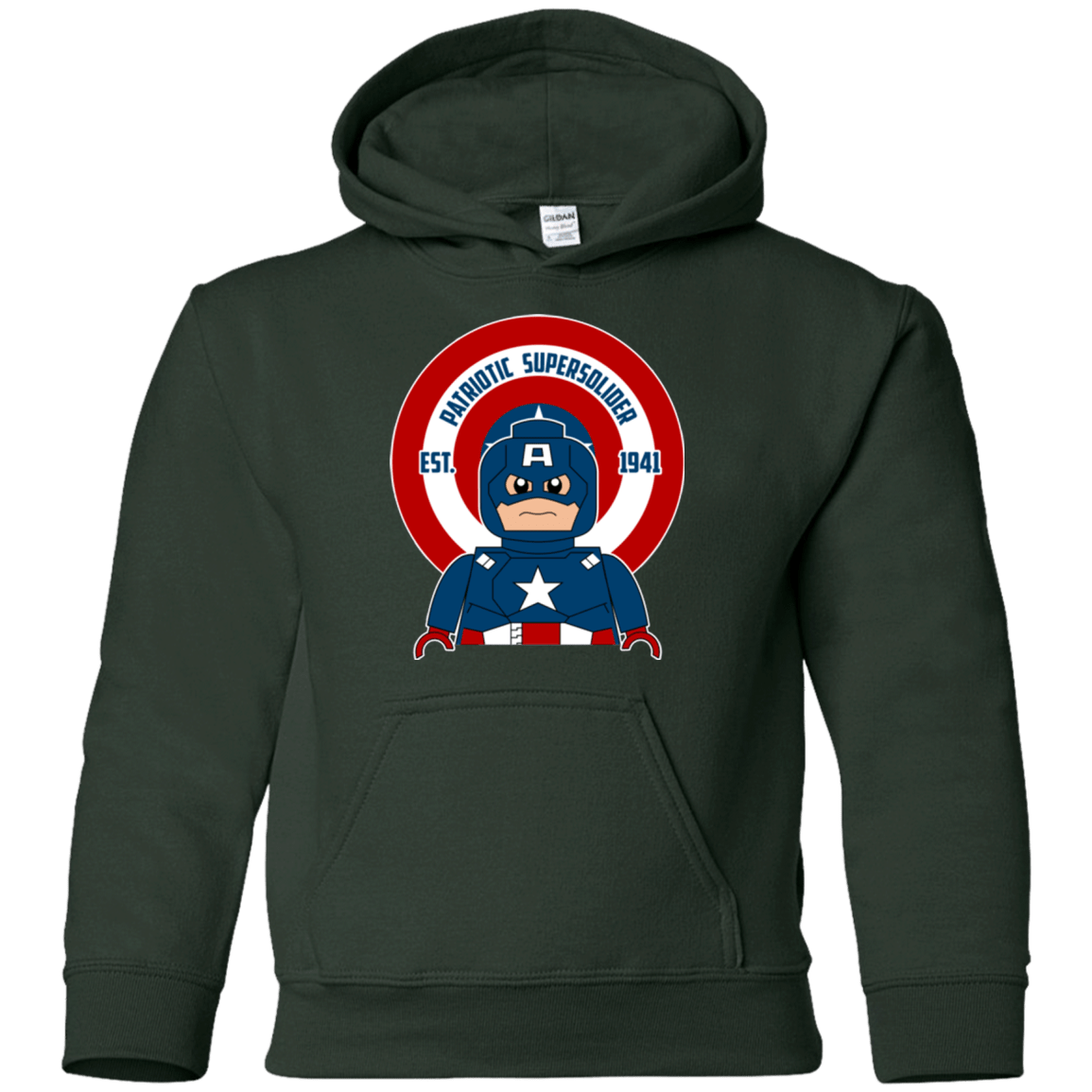 Sweatshirts Forest Green / YS Patriotic Supersoldier Youth Hoodie