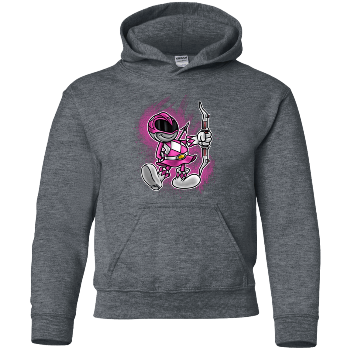 Sweatshirts Dark Heather / YS Pink Ranger Artwork Youth Hoodie