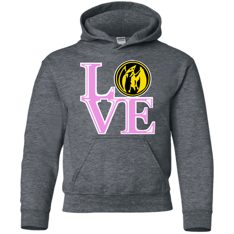 Sweatshirts Dark Heather / YS Pink Ranger LOVE Youth Hoodie